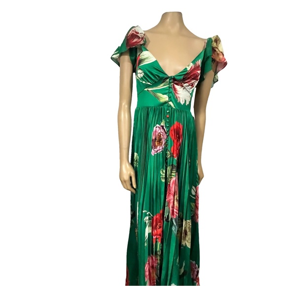 halia pleated midi dress Alice & Olivia Halia Pleated Midi Dress